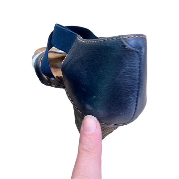 Art Co Blue And White Open Toe Cross Strap Leather Chunky Heel Sandals Size 39 - Picture 4 of 13